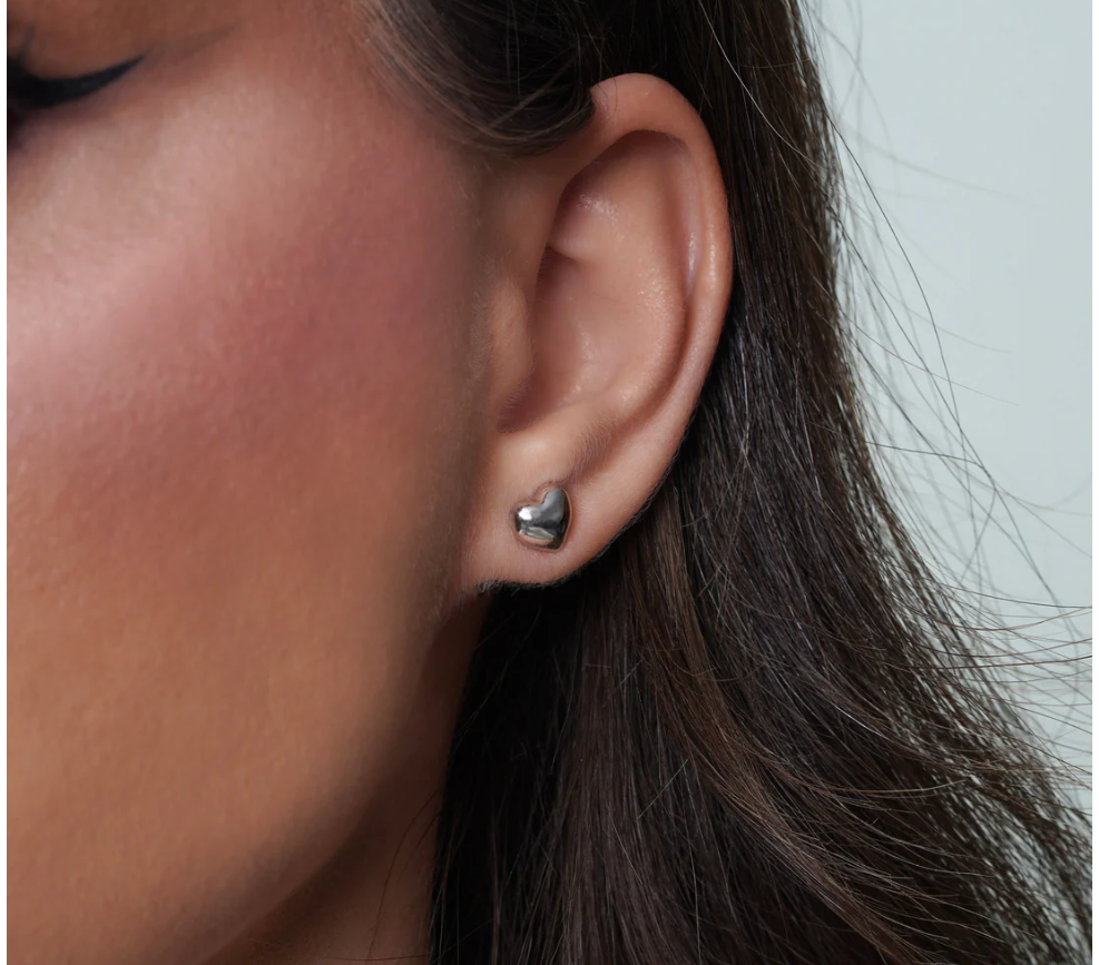 Plain Heart Stud Earrings