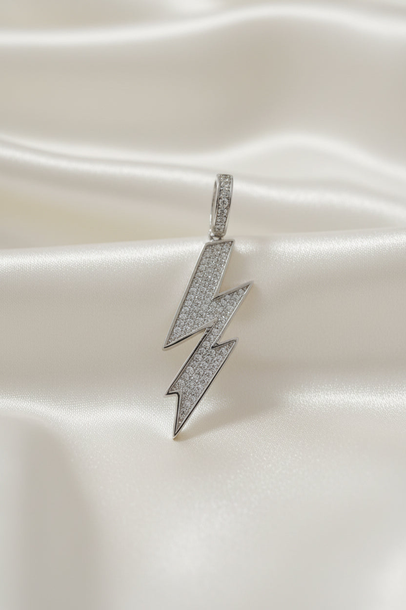 Diamond-Cut Lightning Pendant With Chain