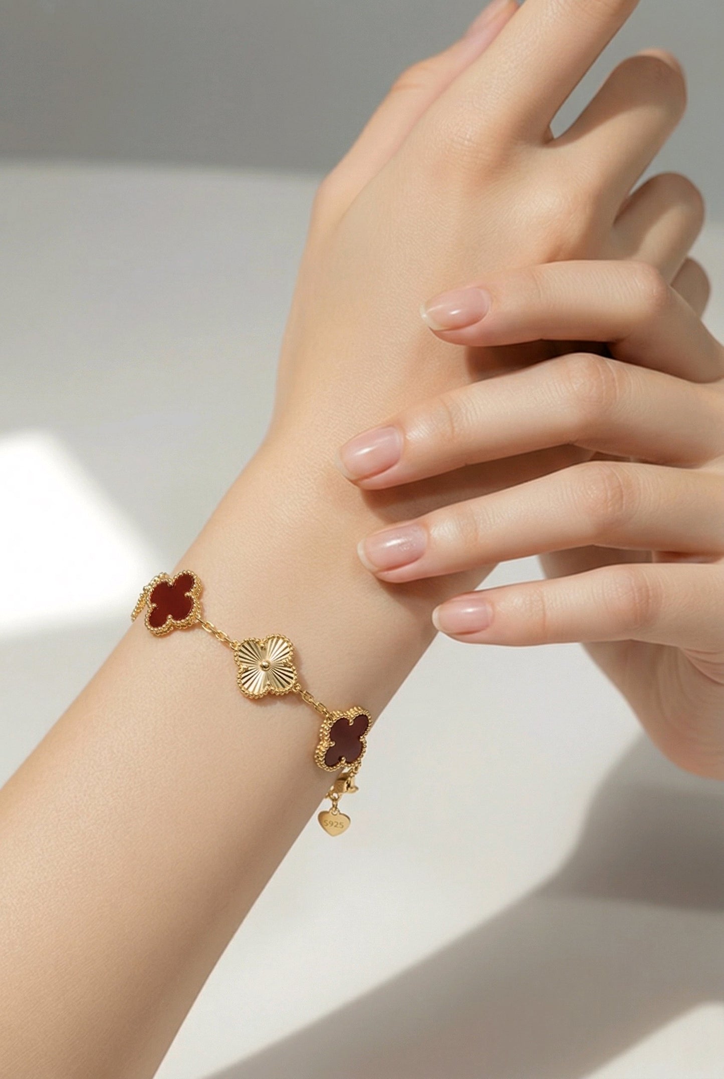 Burgundy Clover Bracelet