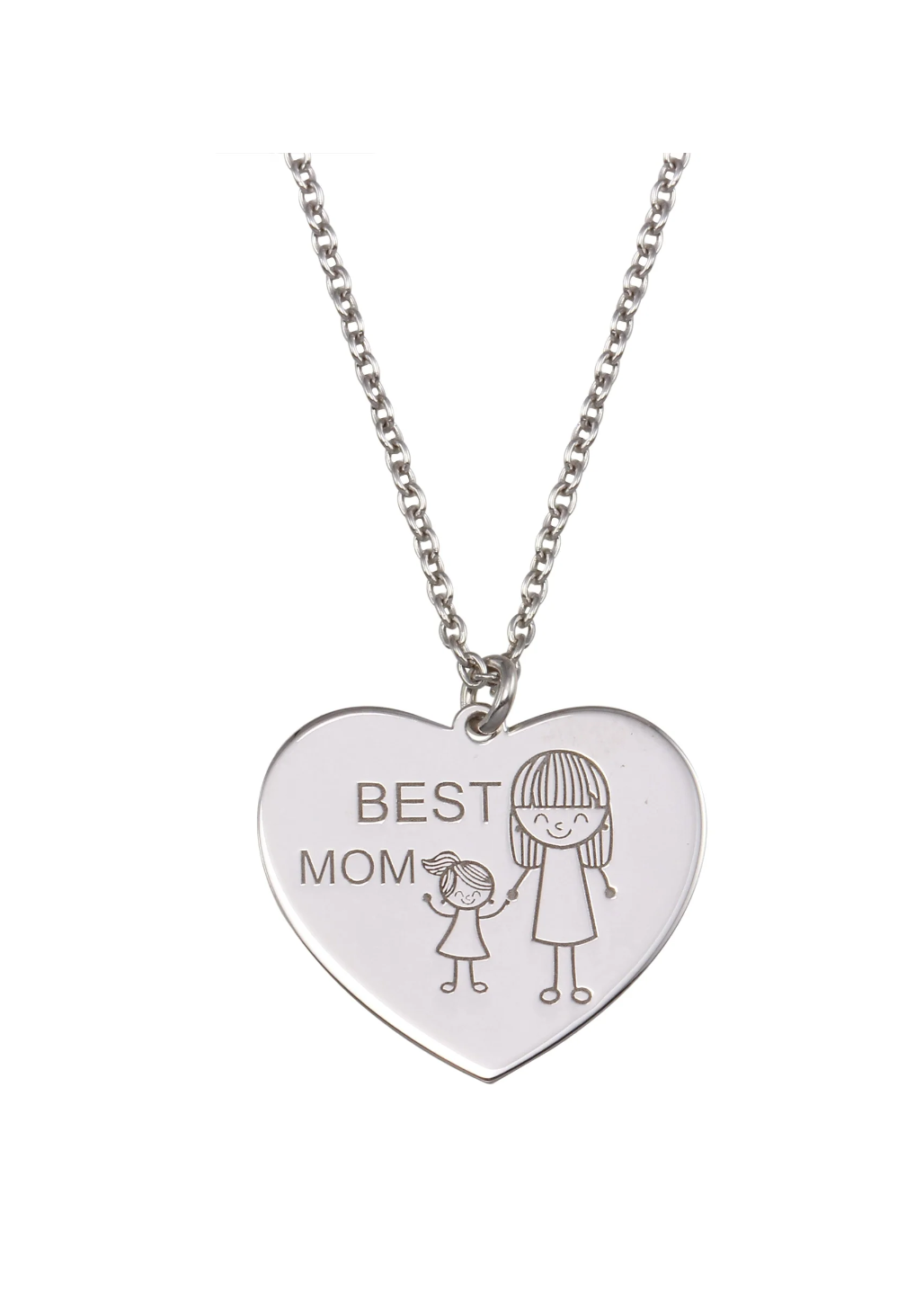 Rhodium Plated 925 Sterling Silver Best Mom Heart