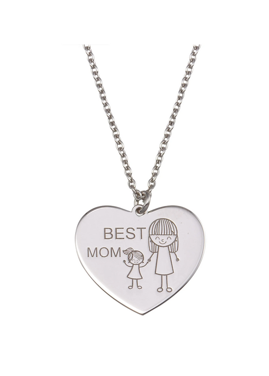 Rhodium Plated 925 Sterling Silver Best Mom Heart