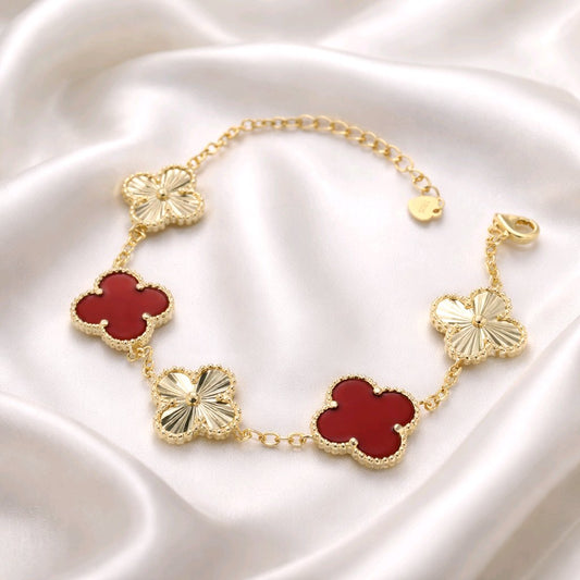 Burgundy Clover Bracelet