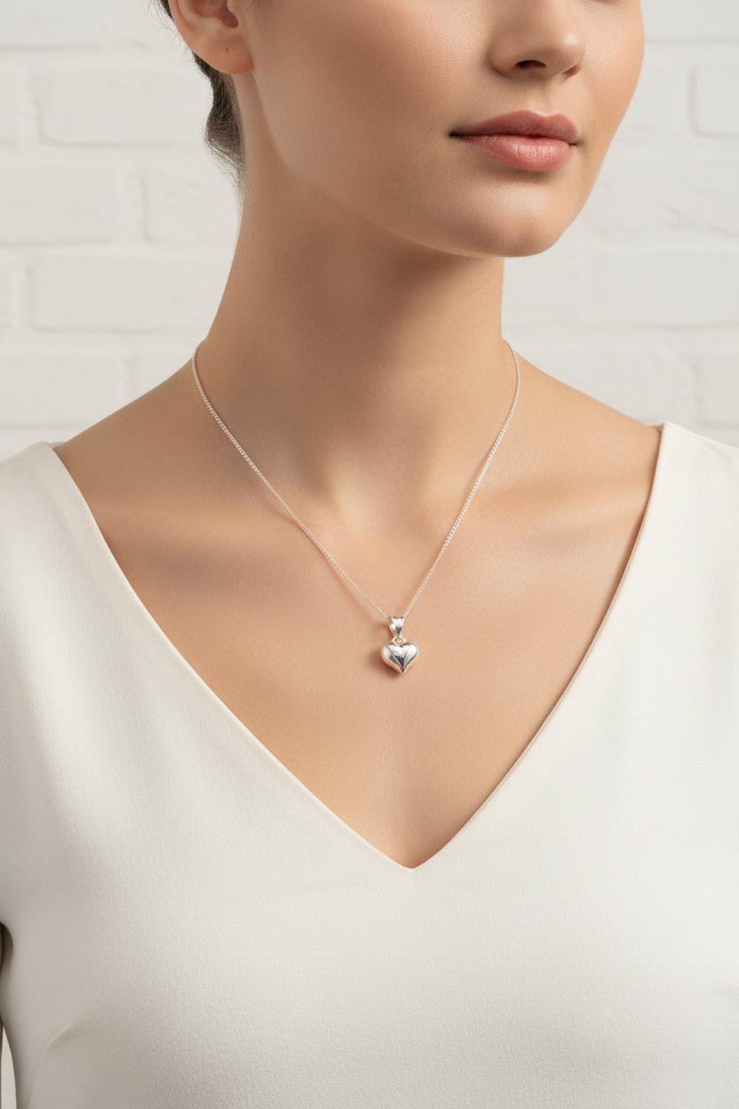 Puffy Heart Pendant Necklace