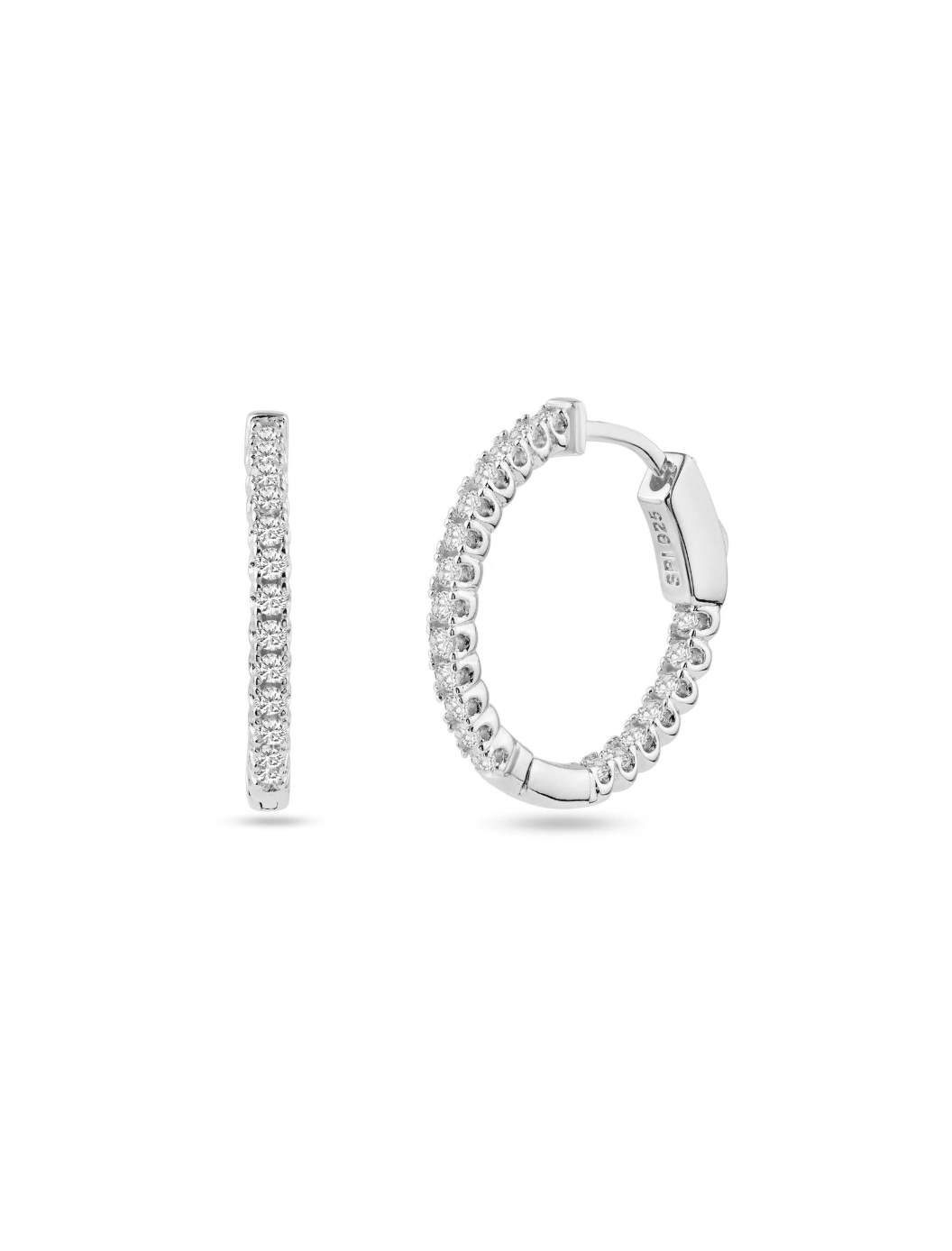 Sterling Silver Eternity Clear CZ Hoop Earring 20mm