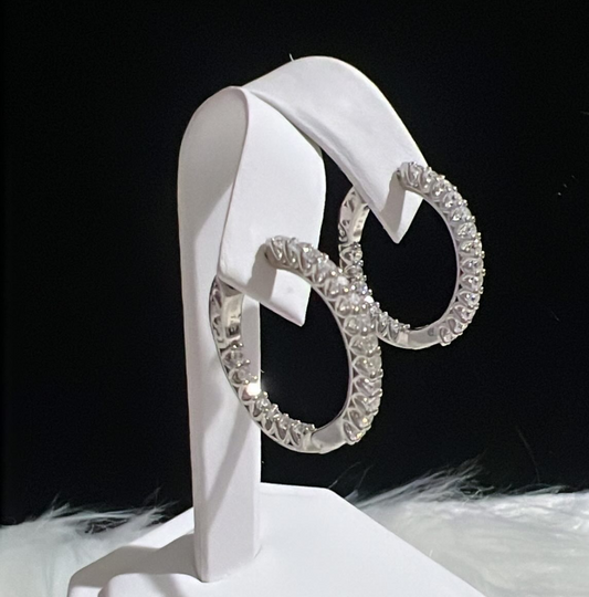 Sterling Silver Eternity Clear CZ Hoop 30mm