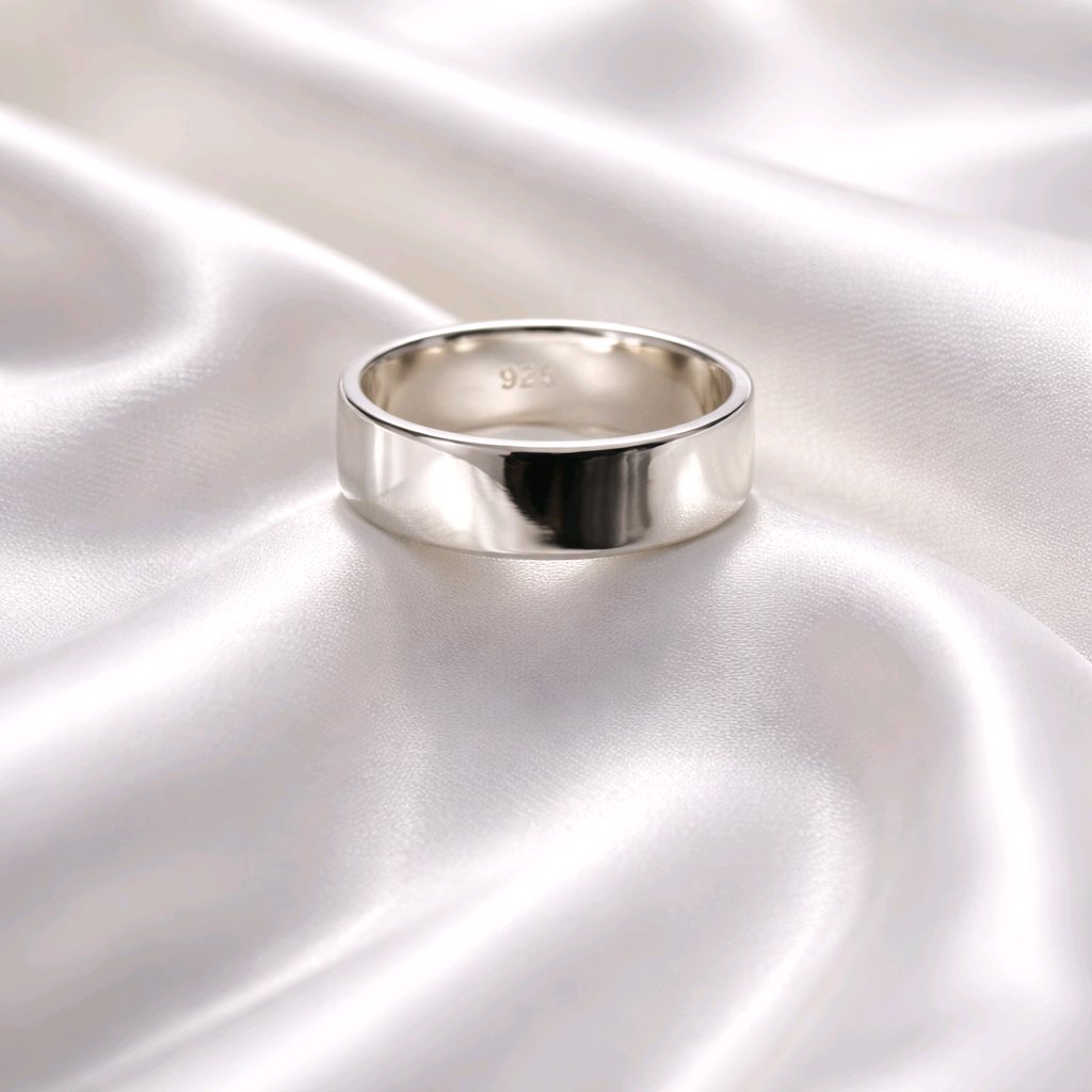 High Polish 925 Sterling Silver Plain Wedding Band FLat Ring