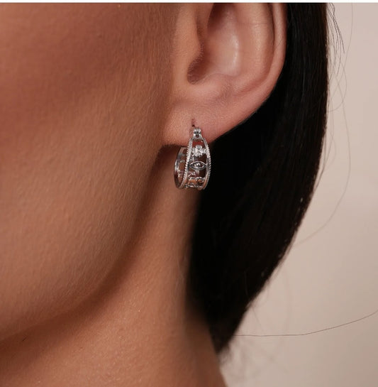 Goodluck Charm Hoop Latch Lock Earring