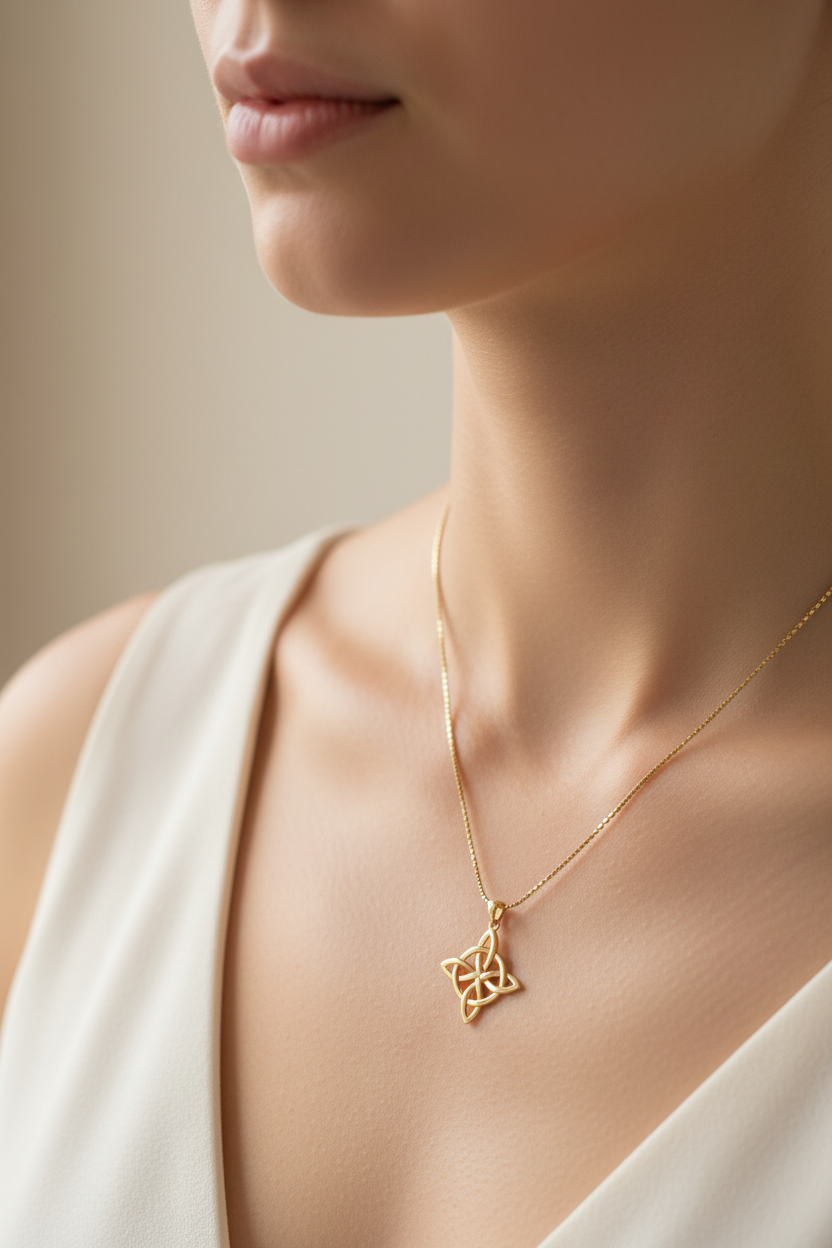 14k Gold Plated Witch Necklace for Women Protection