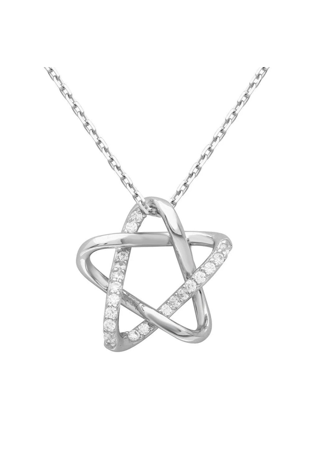 Silver 925 Rhodium Plated Star Pendant with Chain