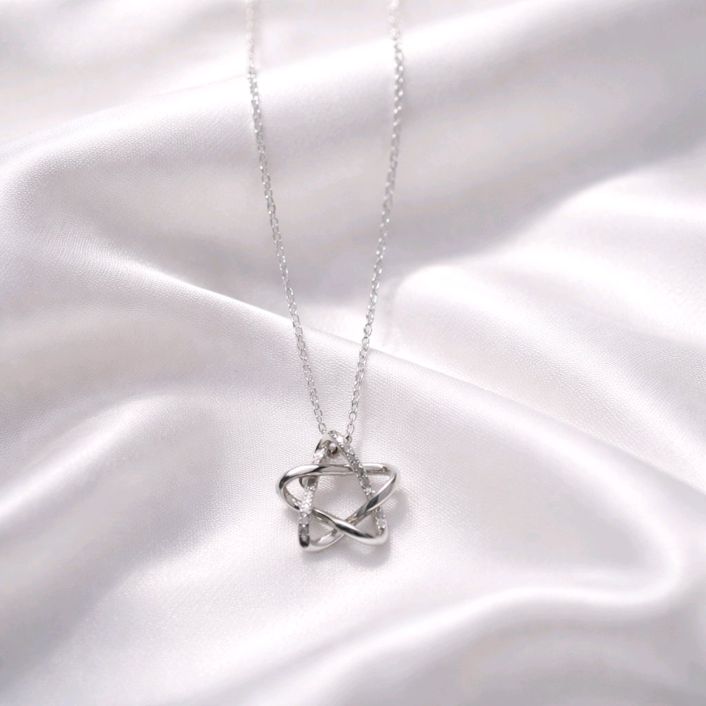 Silver 925 Rhodium Plated Star Pendant with Chain