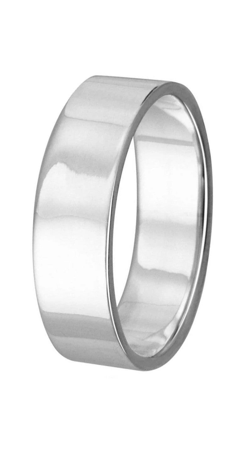 High Polish 925 Sterling Silver Plain Wedding Band FLat Ring